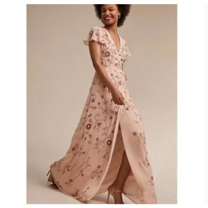 Anthropologie BHLDN Plymouth Wrap Dress Blush NEW